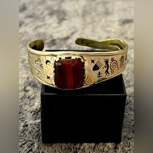 Carolyn Pollack Relios RMT Sterling Silver 14K Storyteller Design Cuff Bracelet